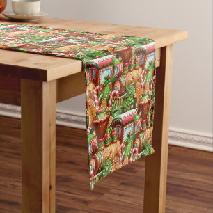 Gingerbread Train Holiday Table Runner