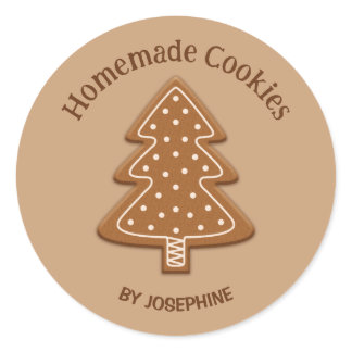 Gingerbread Tree Shape Cookie - Homemade Cookies Classic Round Sticker