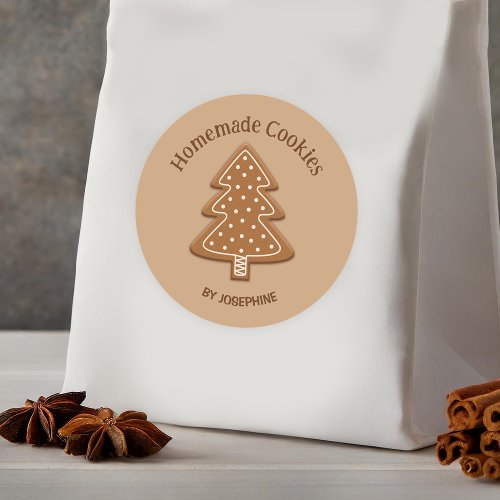 Gingerbread Tree Shape Cookie _ Homemade Cookies Classic Round Sticker