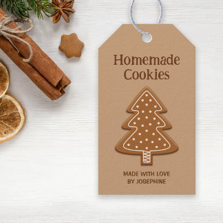 Gingerbread Tree Shape Cookie - Homemade Cookies Gift Tags