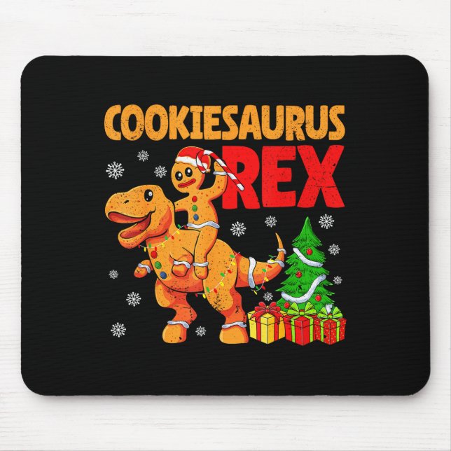 Gingerbread Trex Dinosaur For Christmas Gingerbrea Mouse Pad (Front)