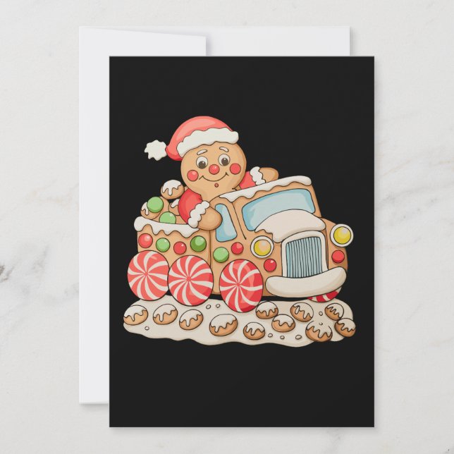 Gingerbread Truck Funny Christmas Baking Family Holiday Card (Front)