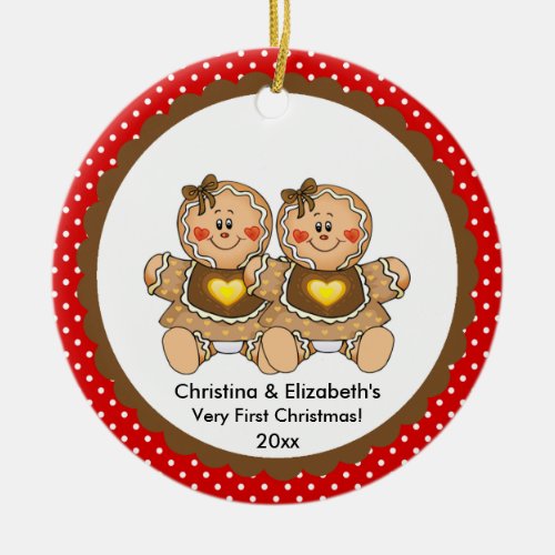 Gingerbread Twins Babys First Christmas Ornament