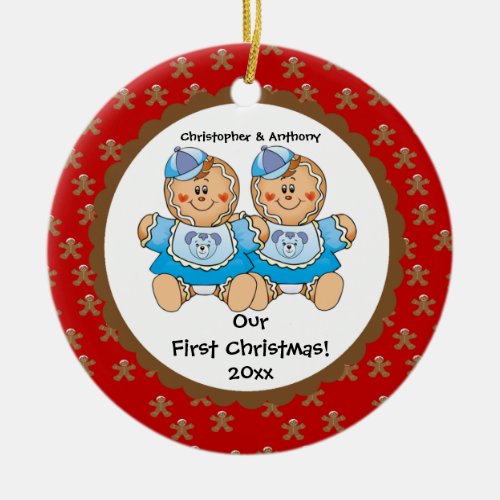 Gingerbread Twins Babys First Christmas Ornament