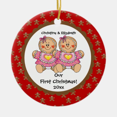 Gingerbread Twins Babys First Christmas Ornament