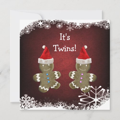 Gingerbread Twins Christmas Baby Shower Invitation