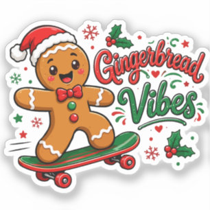 Gingerbread Vibes Skateboard Christmas Sticker