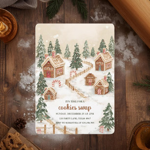 Gingerbread Village Cookie Swap Invitation