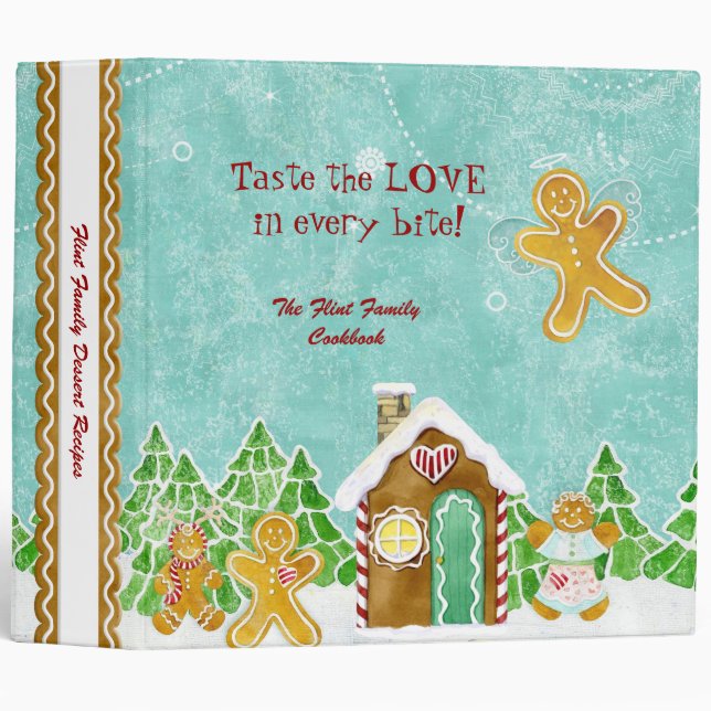 Gingerbread Village Family Dessert Cookbook Binder (Front/Spine)