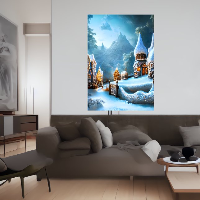 Gingerbread village in the snow | AI Art  Poster (Creator Uploaded)