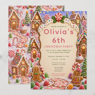 Gingerbread Village Kids Christmas Party Invitation