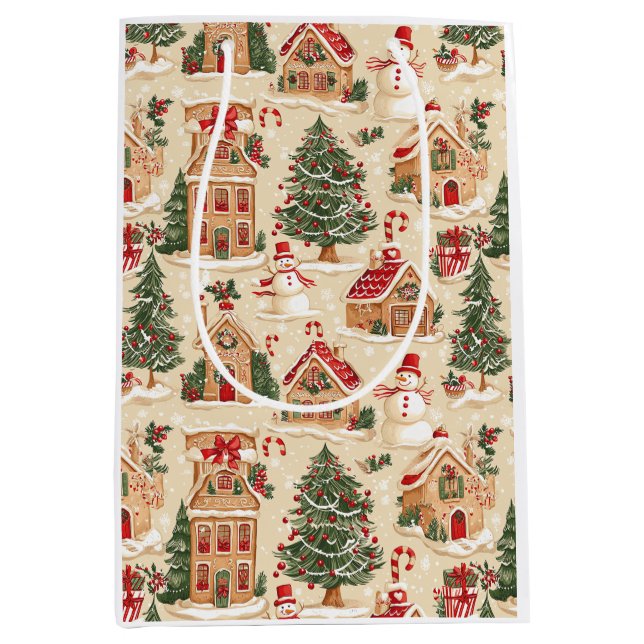 Gingerbread Village  Medium Gift Bag (Front)