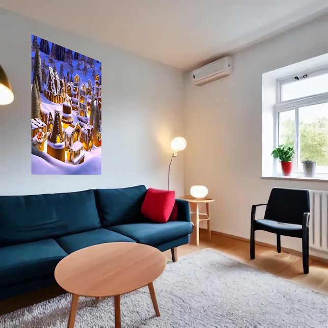 Gingerbread village winter snow | AI Art  Poster (Creator Uploaded)