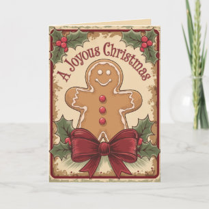 Gingerbread vintage joyous Merry Christmas Holiday Card