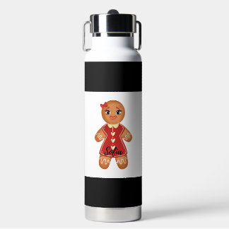 Gingerbread Water Bottle With Pop -Up- Straw