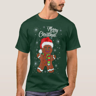 Gingerbread Wear Santa Hat Christmas Costume Cooki T-Shirt