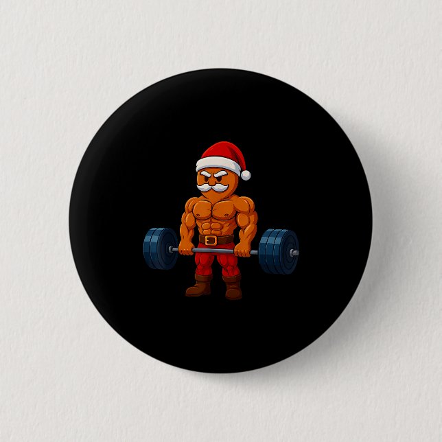 Gingerbread Weightlifting Fitness Gym Workout Chri Button (Front)