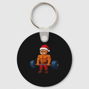 Gingerbread Weightlifting Fitness Gym Workout Chri Keychain