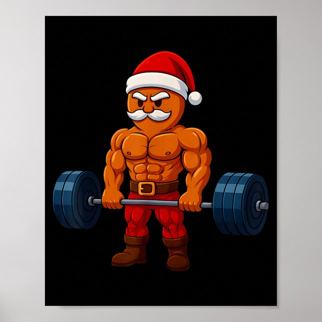 Gingerbread Weightlifting Fitness Gym Workout Chri Poster (Front)