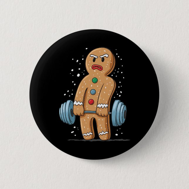Gingerbread Weightlifting Workout Bodybuilding 1  Button (Front)