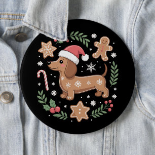Gingerbread Weiner Dog Lover Dachshund Christmas  Button
