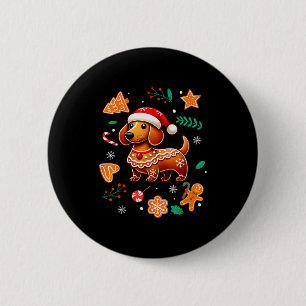 Gingerbread Weiner Dog Lover Dachshund Christmas C Button