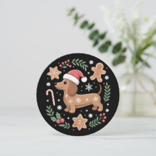 Gingerbread Weiner Dog Lover Dachshund Christmas Holiday Card
