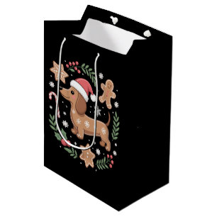 Gingerbread Weiner Dog Lover Dachshund Christmas Medium Gift Bag