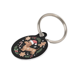 Gingerbread Weiner Dog Lover Dachshund Christmas Pet ID Tag