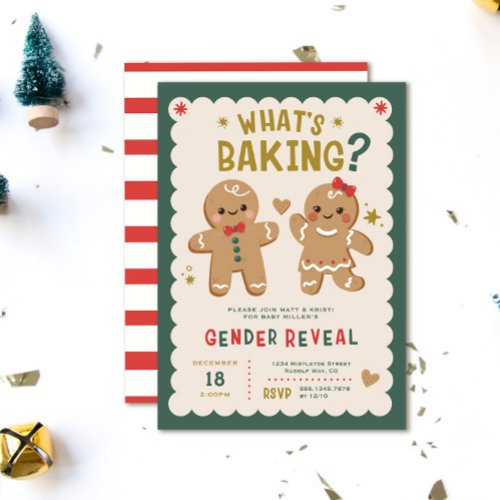 Gingerbread Whats Baking Christmas Gender Reveal Invitation