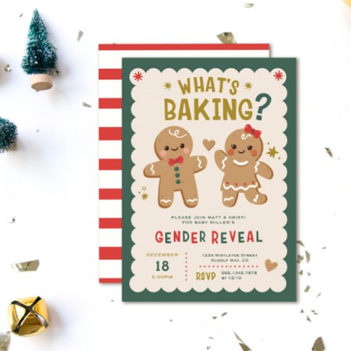 Gingerbread Whats Baking Christmas Gender Reveal  Invitation