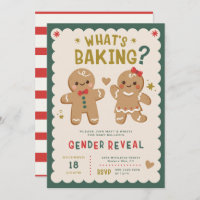 Gingerbread What's Baking Christmas Gender Reveal Invitation