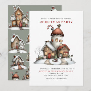 Gingerbread Whimsical Christmas Party Invitation