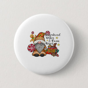 Gingerbread Wishes And Cocoa Kisses Gnome Christma Button
