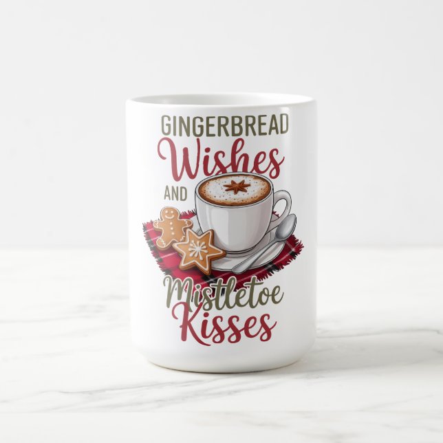 Gingerbread Wishes and Mistletoe Kisses Christmas Coffee Mug (Center)