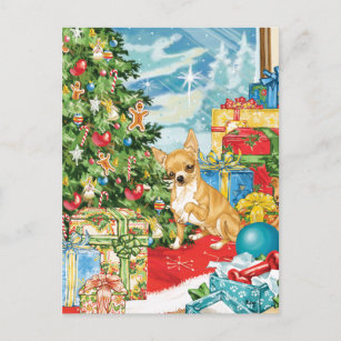 Gingerbread Wishes Chihuahua Christmas Art Holiday Postcard
