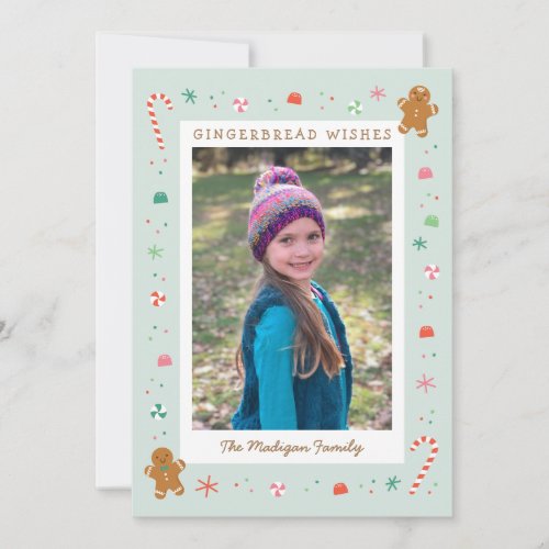 Gingerbread wishes holiday photo card