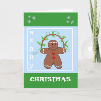 Gingerbread with Holly Greetings Holiday Card
