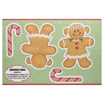 Gingerbread Woman Cut And Sew Plushie Kit Fabric by uniqueprints at Zazzle