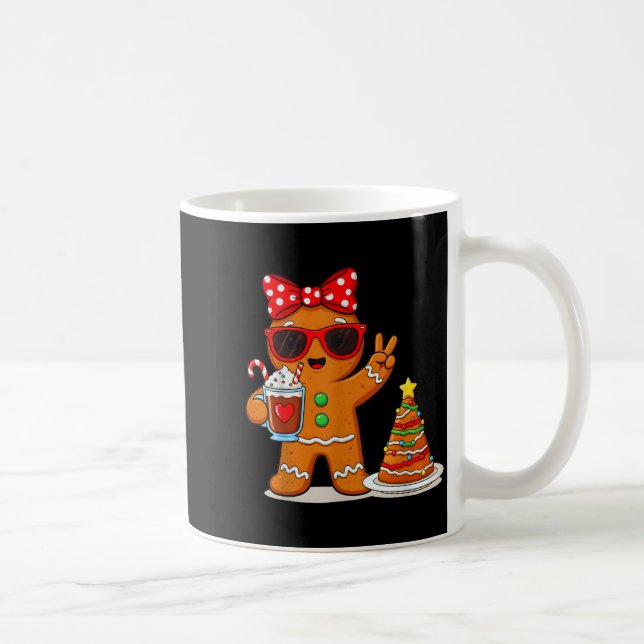 Gingerbread Women Drinking Coffee Christmas Tree C Coffee Mug (Right)