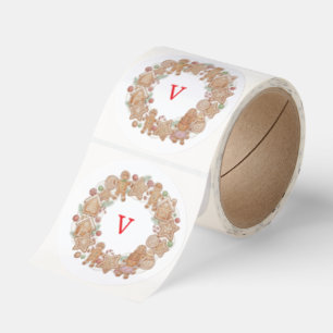 Gingerbread wreath Christmas seals j