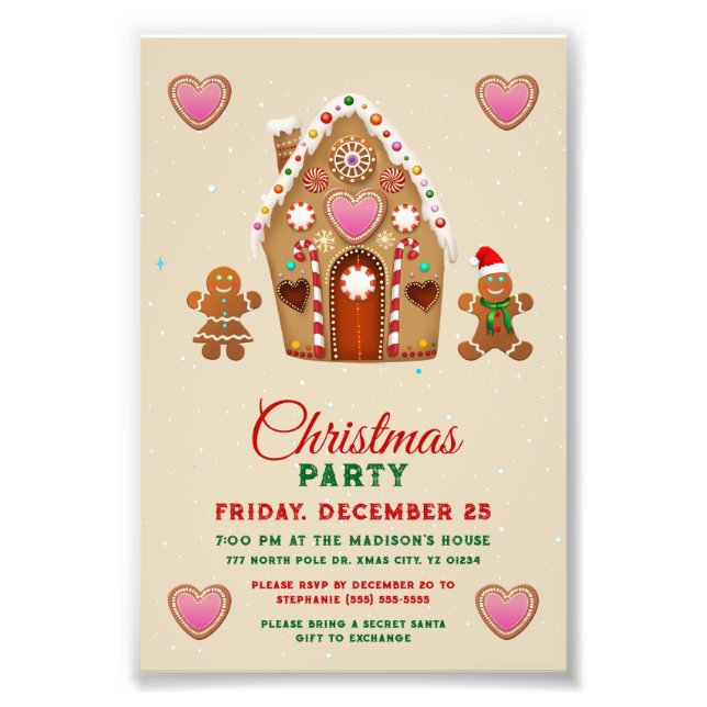 Gingerbread Xmas Party Photo Print (Front)
