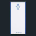 GingerJar Chinoiserie | Monogram A |   Magnetic No Magnetic Notepad<br><div class="desc">This single initial monogrammed ginger jar note pad design features a very chic blue and white chinoiserie ginger jar vase. These note pads are great for your personal stationery or package them up with a beautiful bow for a one of a kind hostess gift.</div>