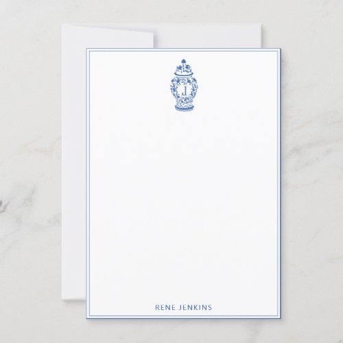 GingerJar Chinoiserie  Monogram J  Note Card