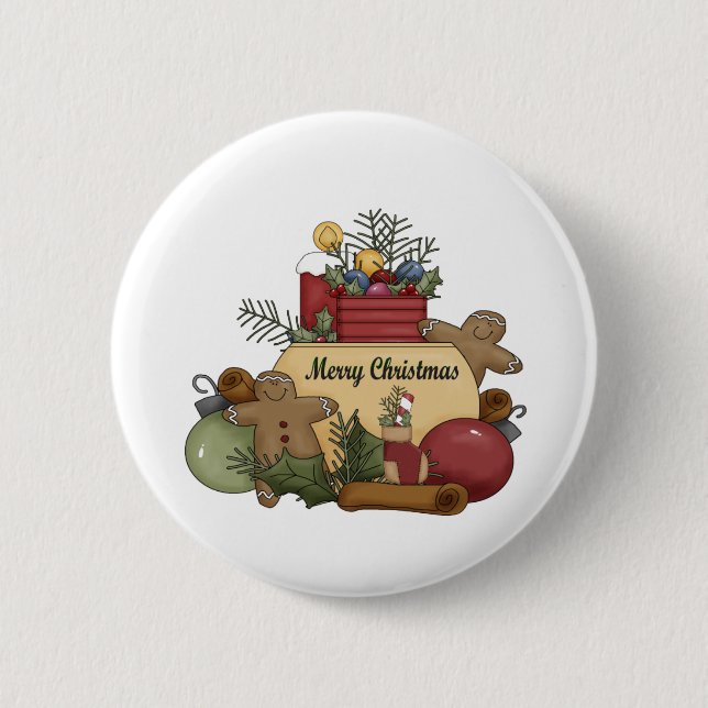 Gingerman Christmas Pinback Button (Front)