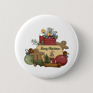 Gingerman Christmas Pinback Button