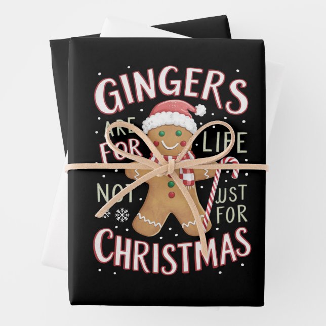 Gingers Are For Life Not Just For Christmas Funny Wrapping Paper Sheets (In situ)