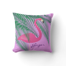 Ginger's Pink and Purple Flamingo Pillow