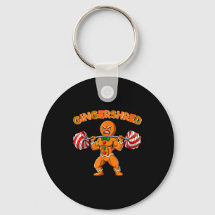 Gingershred Bodybuilder Funny Gingerbread Man Weig Keychain