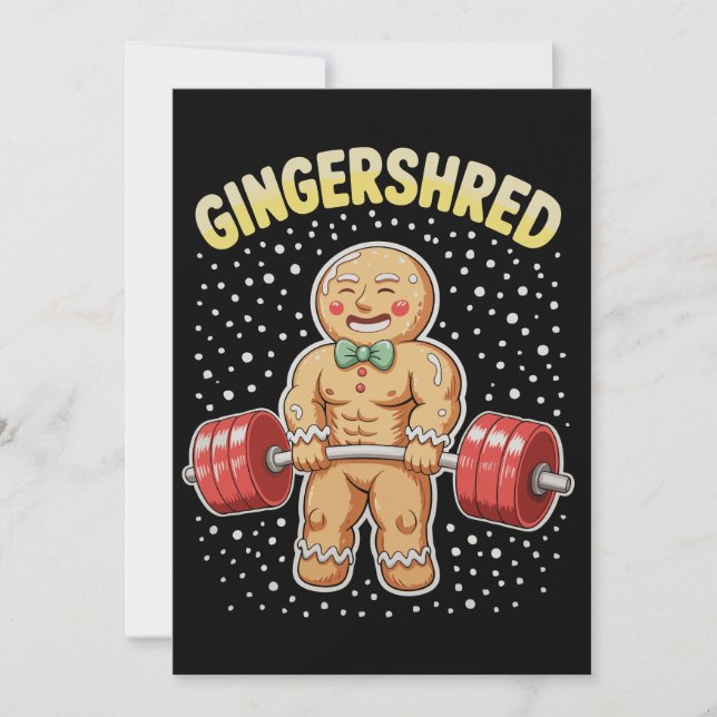 Gingershred Christmas Gingerbread Gym Bodybuilding Holiday Card (Front)